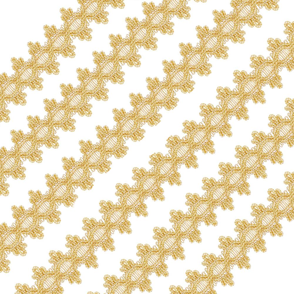18.3M 34mm Nastro Intrecciato In Oro, Rifinitura In Pizzo di Poliestere, Rifinitura Floreale, Rifinitura In Tessuto Intrecciato Metallico per Tappezzeria, Rifiniture Alla Rinfusa per La Crea