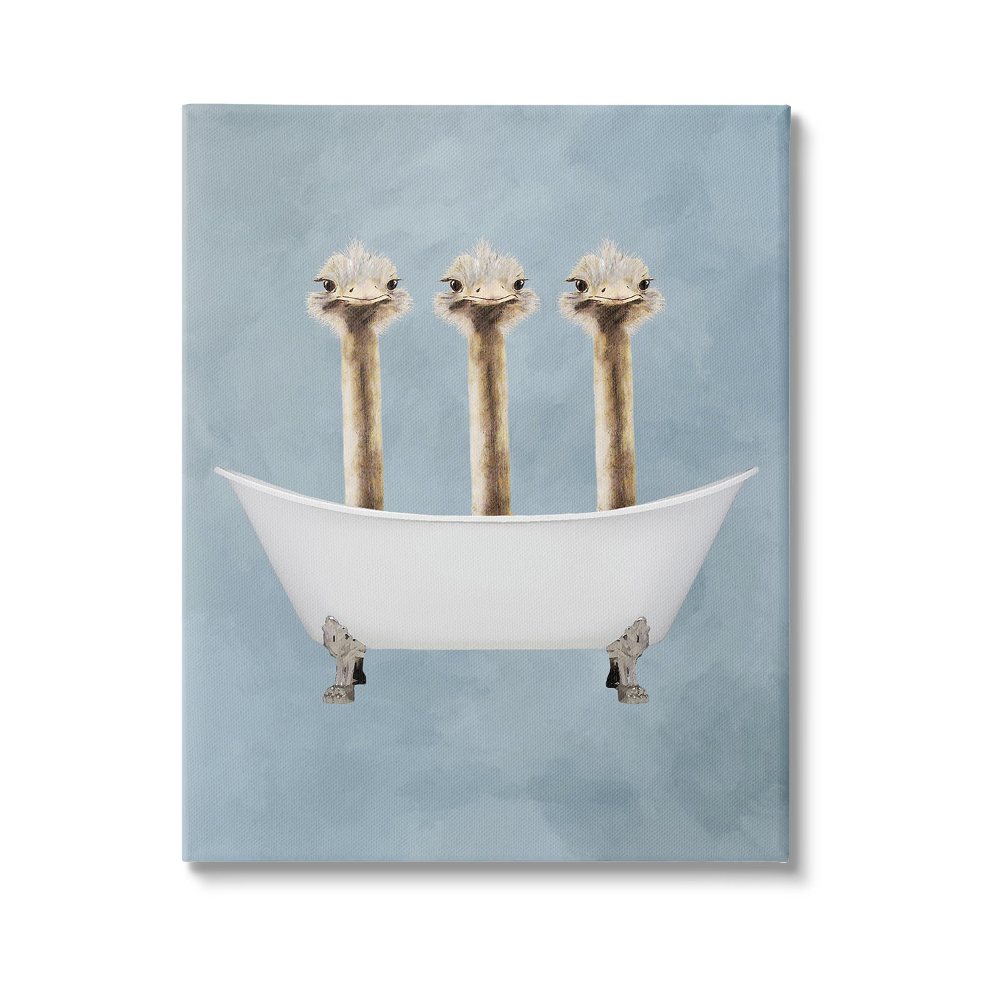 Stupell Industries Three Ostriches Bathtub, 30 x 40 Inch Canvas Wall Art