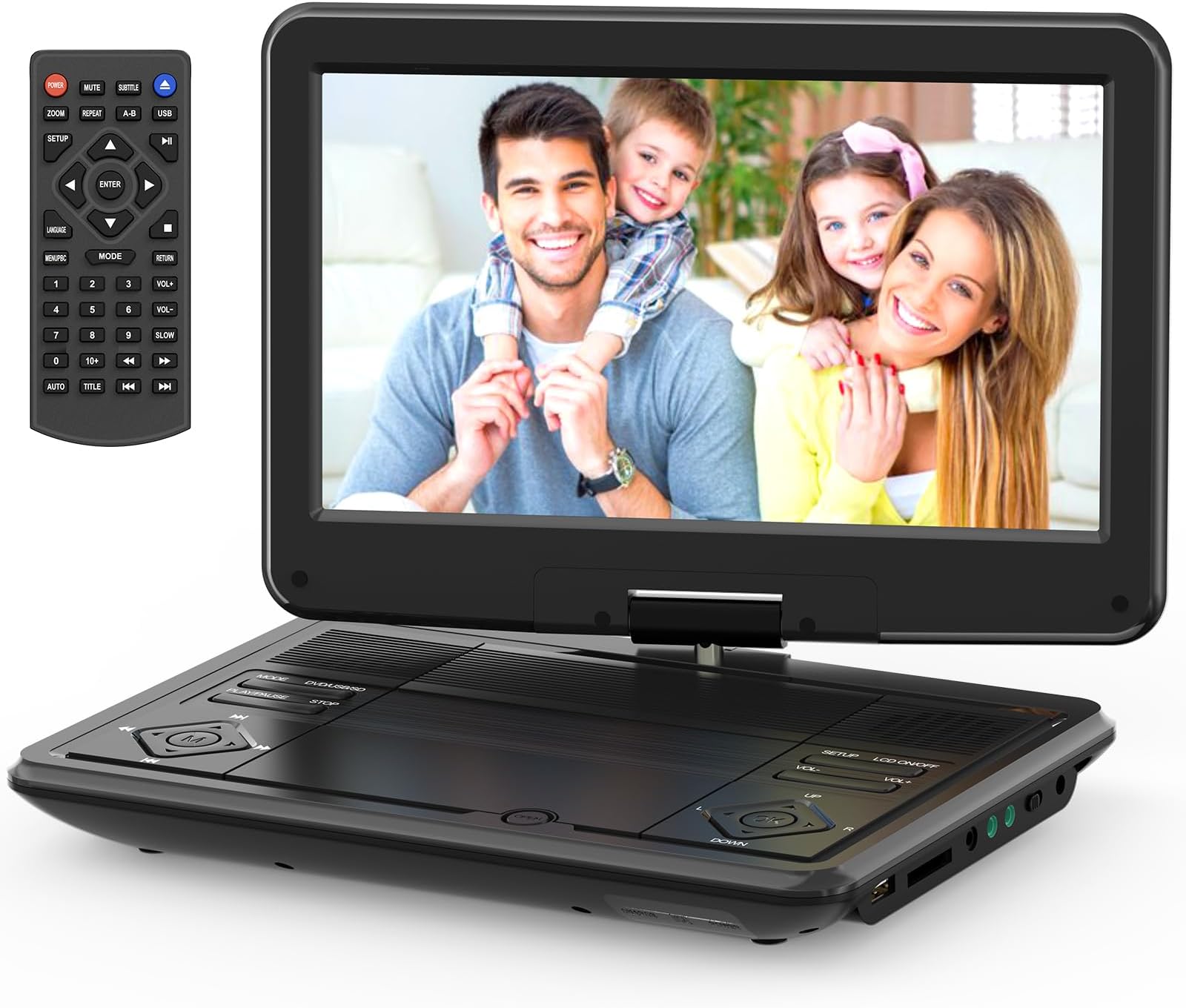 - 11.5" Portable DVD Player with 9.5" Swivel Screen, 5-Hours Rechargeable Battery,Car DVD Player,Support CD/DVD/SD Card/USB,Regions Free,Dual Speakers, Blackโฆ