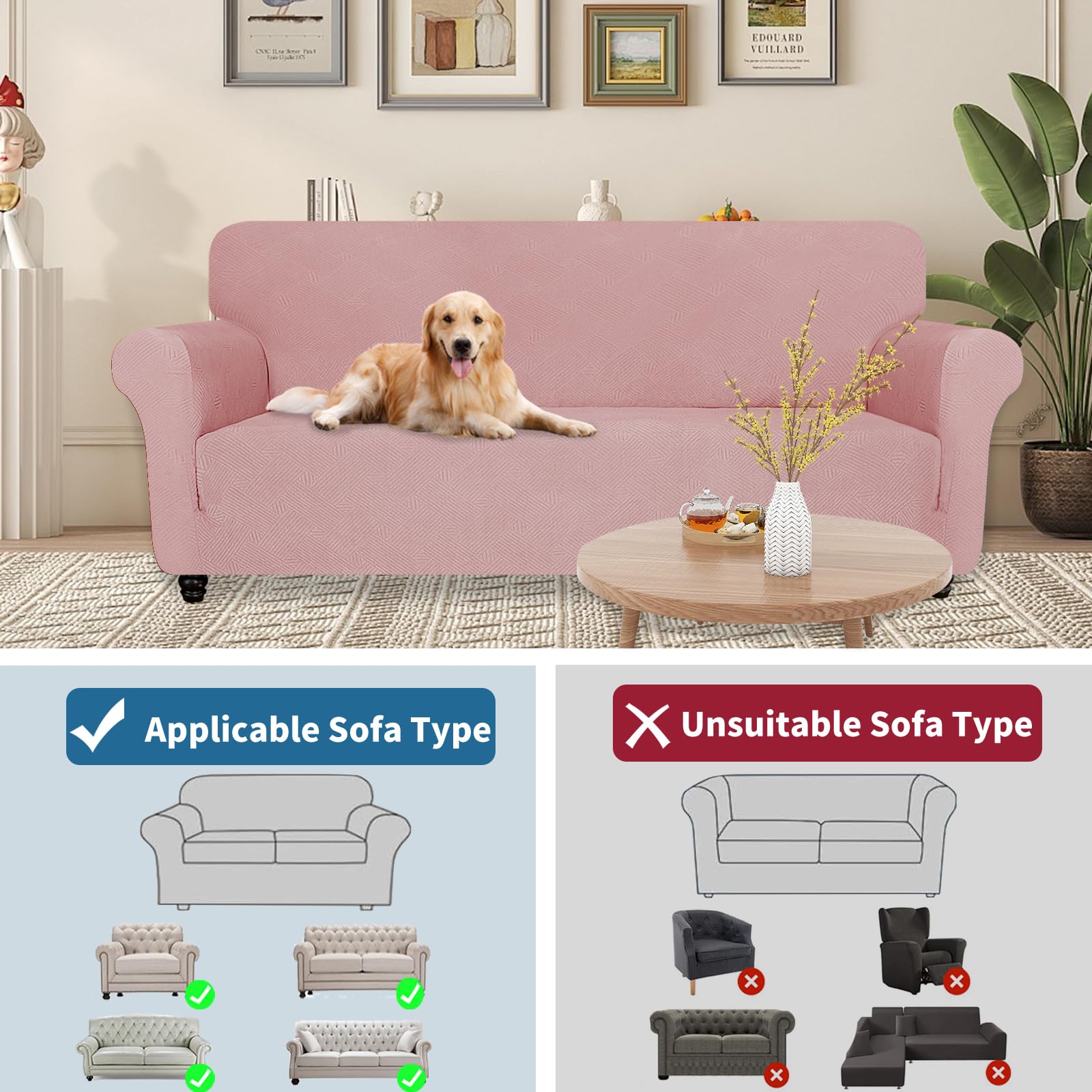 YSTELLAA Bankhoes Voor 3-Zits Met Armleuningen, Elastisch Universele Bankovertrek Voor Woonkamer, Bankhoes Voor Katten, Krasbestendig Meubelhoes, Met Anti-Slip Schuim, Donkere Koffie