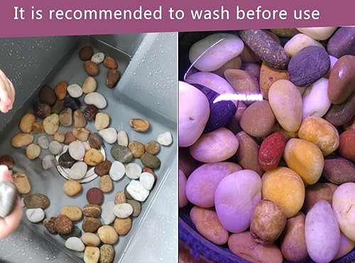 Miniatura 9 de Voulosimi Piedras de roca de río, piedras mixtas pulidas decorativas naturales, piedras decorativas para exteriores para acuarios de plantas,