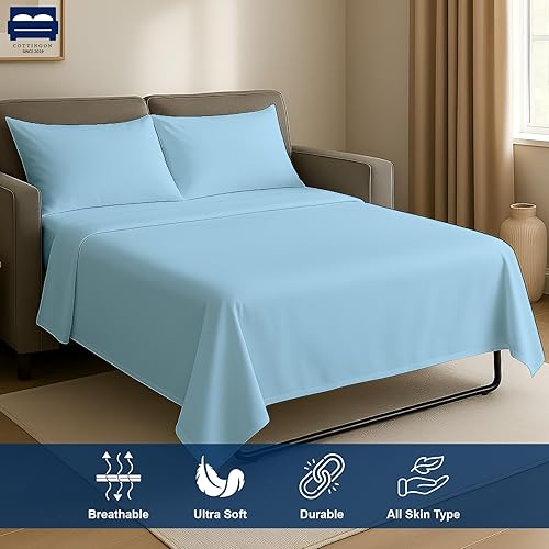 Miniatura 10 de Juego de sábanas para sofá cama  Juego de sábanas de 4 piezas  Sábanas para sofá cama  Sábanas de sofá cama 100% microfibra cepillada para sofá cama