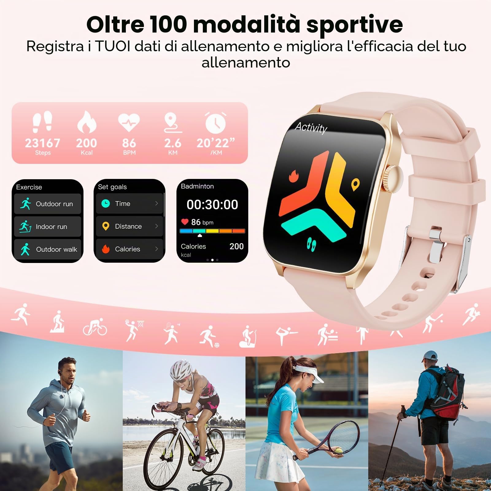 Smartwatch Uomo Donna con Effettua/Risposta Chiamate,1,91" schermo Curvo HD Orologio Fitness con Sonno/Cardiofrequenzimetro,110+ Sportive Tracker Attività,Impermeabile IP67 Smartwatch per iOS Android