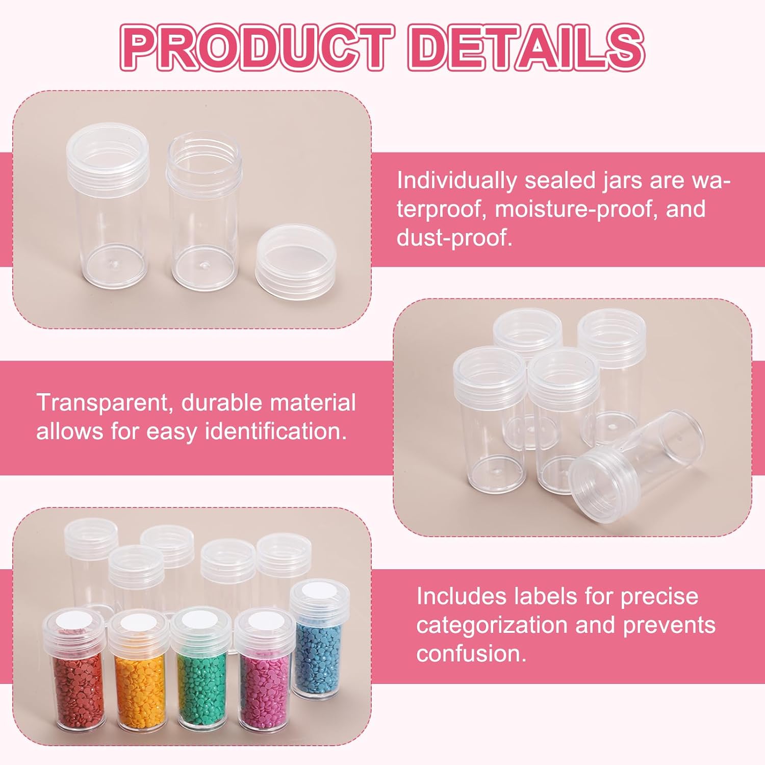 MECCANIXITY 80 Slots Diamond Art Storage Containers, Clear Plastic Diamond Art Painting Beads Organizer Case Accessories with Labels for Jewelry Nail Crafts Rhinestones 11.6x7.6x2.4inch