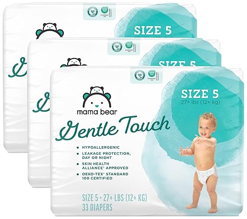 Marca Tienda Pañales Mama Bear Gentle Touch, hipoalergénicos, talla 5, blanco, 33 unidades (paquete de 3)