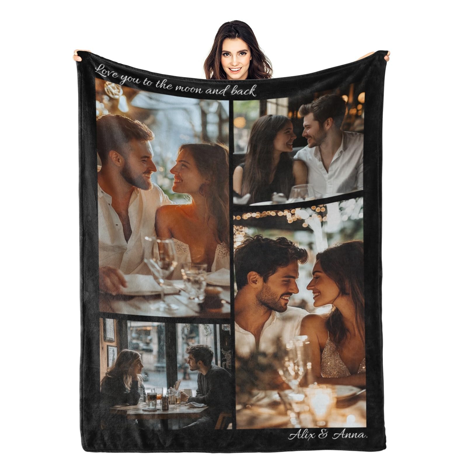 Custom Valentines Day Blanket with Picture Name, Custom Photo Throw Blankets Gifts for Him/Her, Personalized Gift from Boyfriend Girlfriend Wife