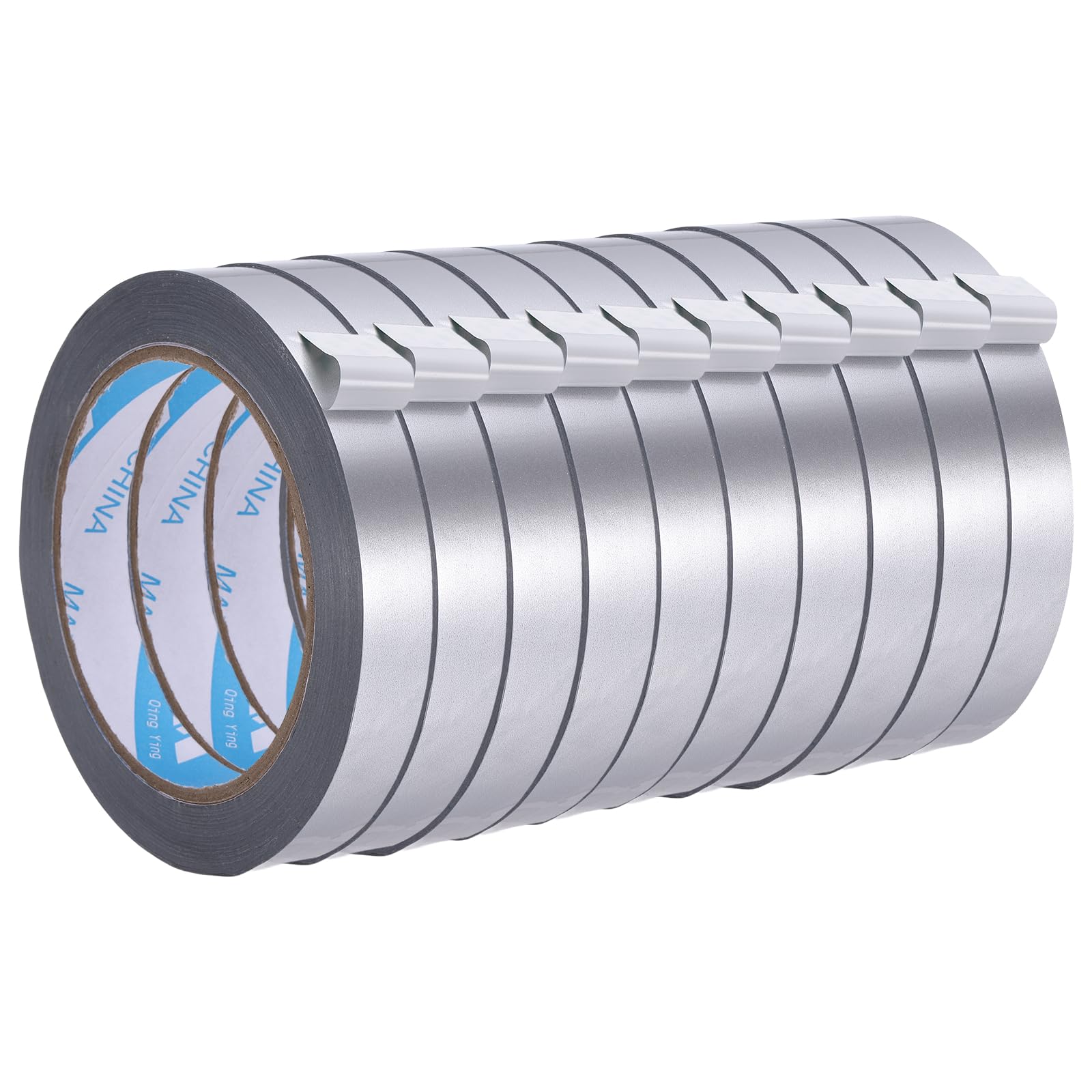 sourcing map 10Pcs Poly Bag Sealing Tape, 9/16" x 98.4 Yard Plastic Bag Sealer Tape Packaging Sealing for Shops Packaging Food Vegetable Meat Cake Bread Freezer Ice, Silver