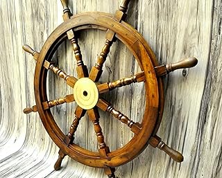 Bhartiya Handicrafts Nautical Wooden Ship Wheel Pirate Rustic Captain Boat Decorative Ship Steering Hanging Wheel for Home | Wall Decor | Office DÃ©cor | Gift DÃ©cor (18 Inch)