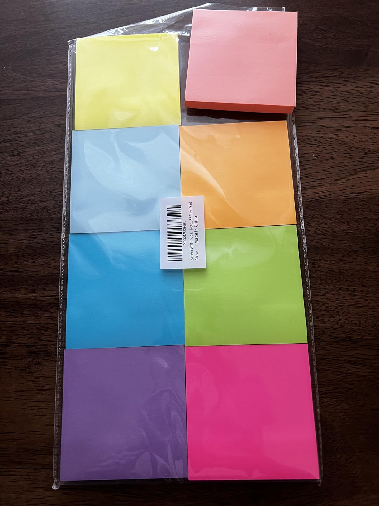 Eastern Wolf 8 Pads Gevoerd Sticky Notes 4x4, 50 Vellen/Pad, Veelkleurig, 8 Count