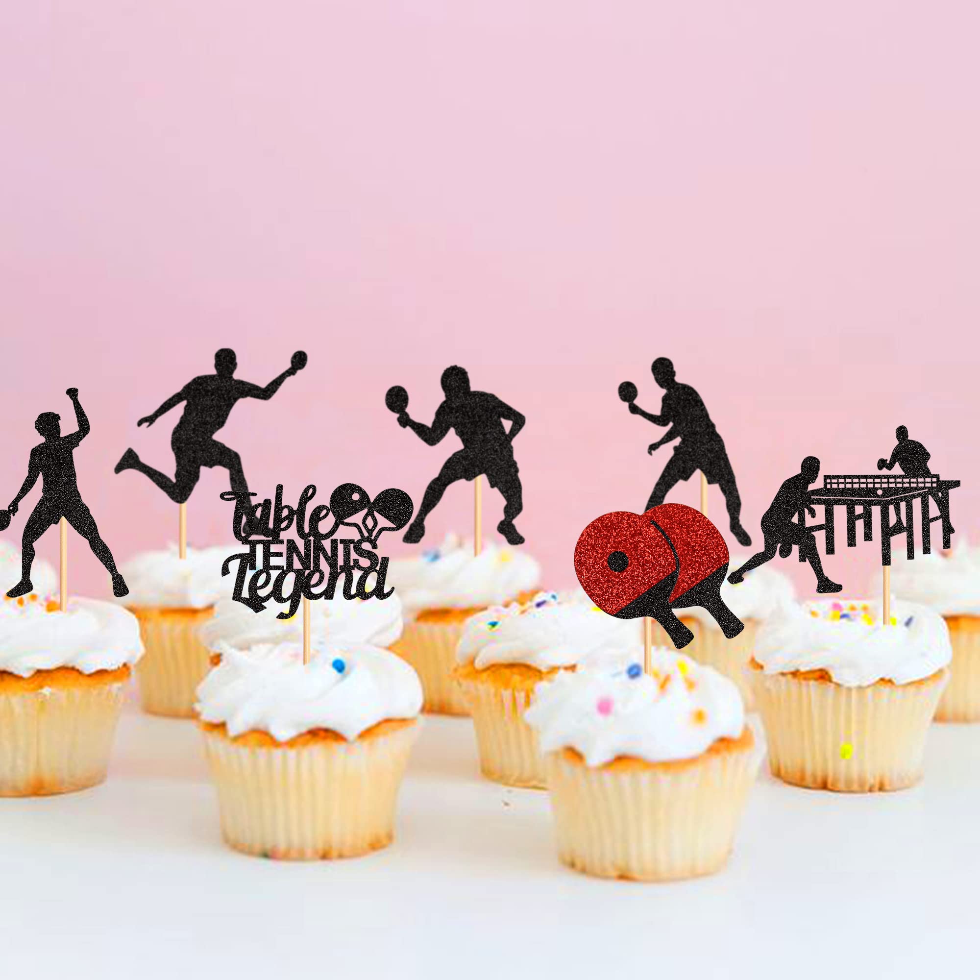 28 feltrini da ping pong a tema cupcake, trofeo, racchette, medaglie, ping-pong, targhette da ping pong, divertenti kit per giochi di palla, accessori sportivi a tema