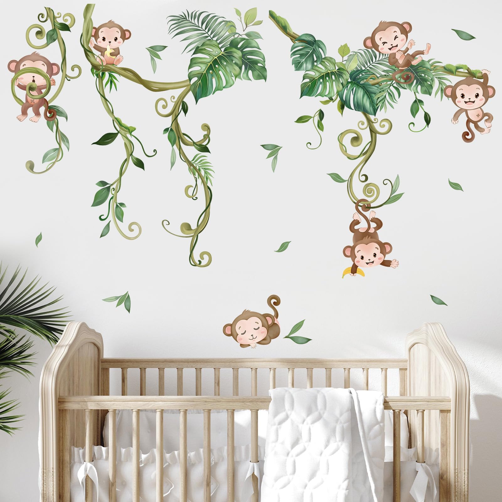 Runtoo Safari Dieren Muurstickers Olifant Giraffe Aap Jungle Muurstickers voor Kinderkamer Baby Kwekerij Muurdecoratie