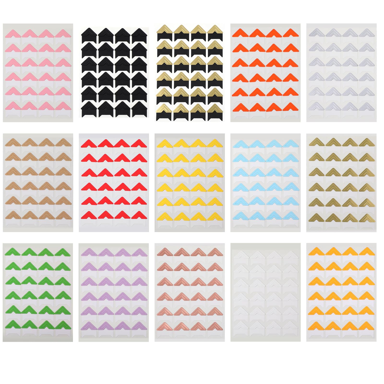 360 Pcs Photo Corner Stickers, Colorful Self Adhesive Frame Stickers Photo Sticker Picture Mounting Corner Scrapbook Supplies Stamping Supplies for Wall DIY Album, Memory Books, Diary