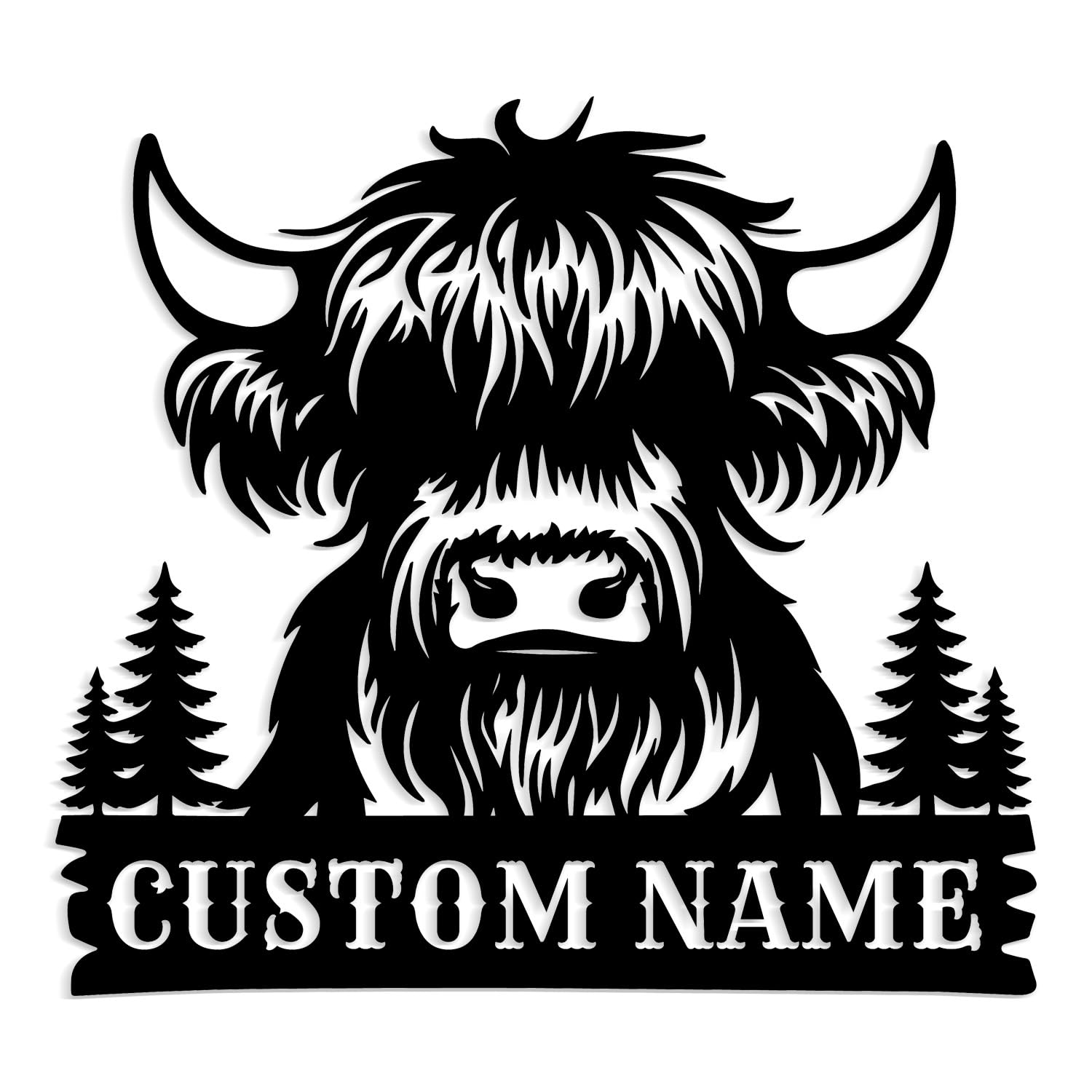 Meigoart Style-2 Personalized Highland Cow Metal Sign,Custom Highland Cow Wall Art,Highland Cow Farm Sign,Farmhouse Decor,Ranch Decor,Cow Metal Sign (Style-2)