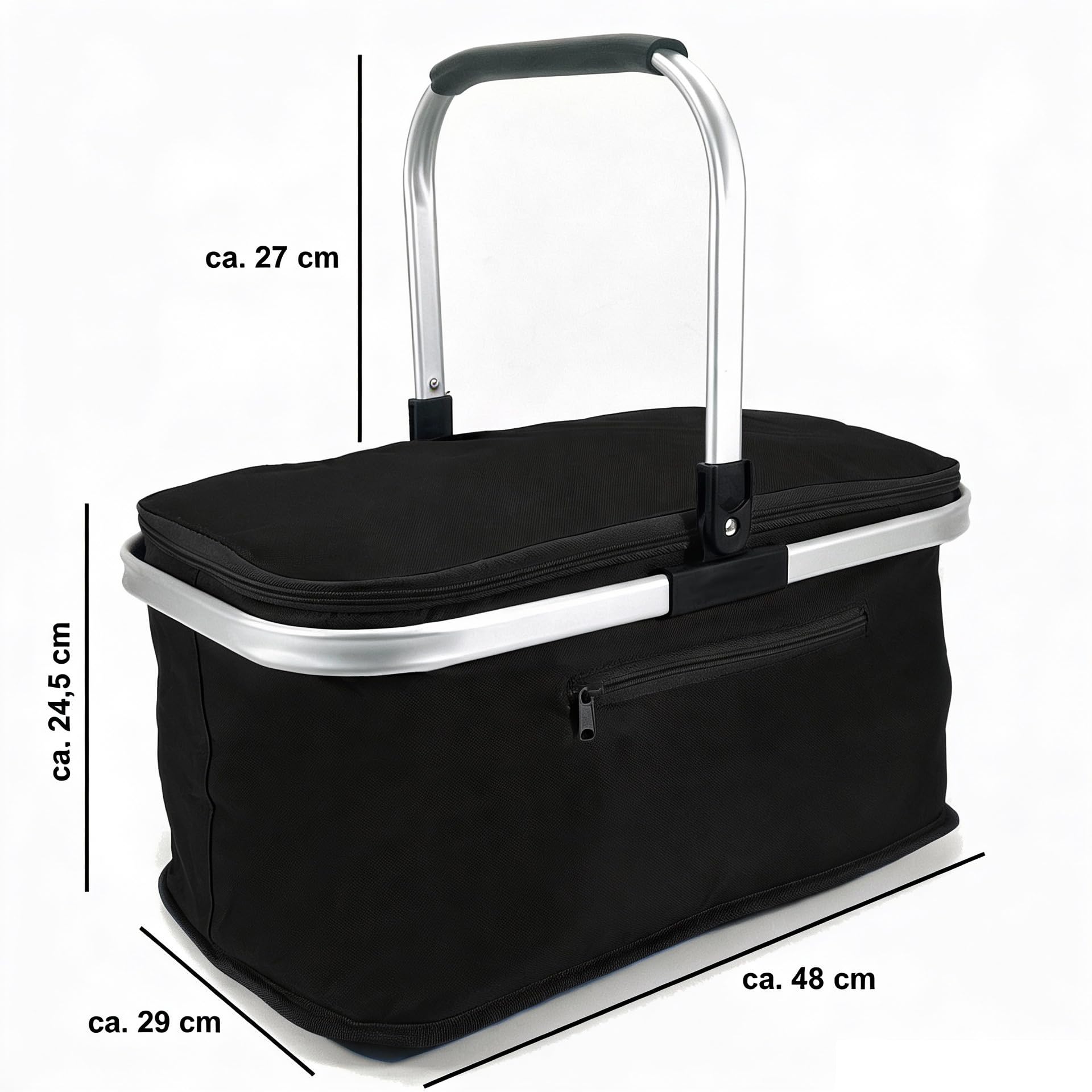 2 Stück 24L Einkaufskorb Groß Isolierkorb Kühlkorb Kühltasche Picknickkorb Thermotasche Kühltasche Thermo Tasche Kühlbox Einkaufskörbe (Schwarz)
