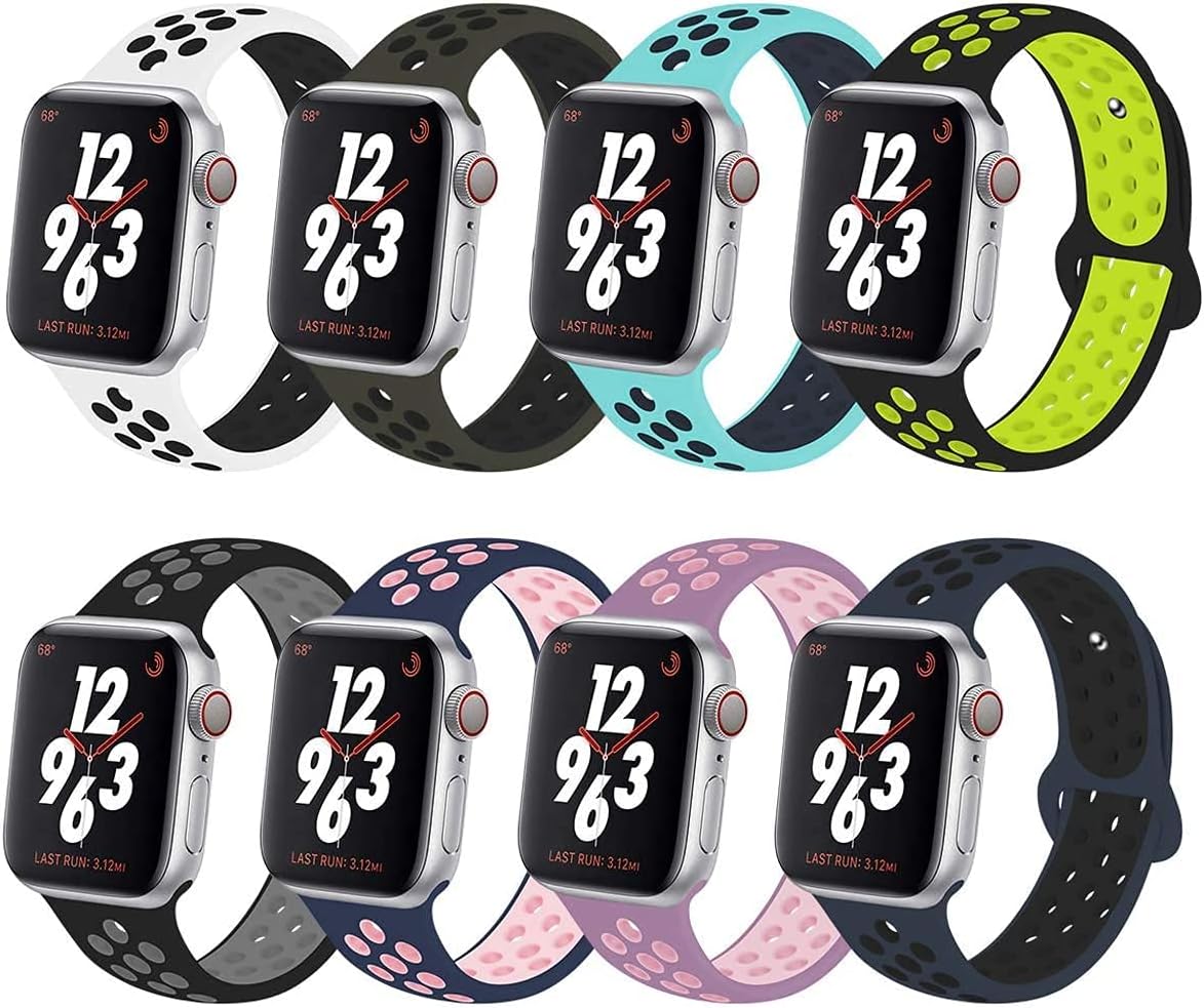 MARGOUN Silicone Sport Band for Apple Watch 41mm 40mm 38mm, Soft Replacement Wrist Strap Compatible with iWatch Series 8/7/6/ SE/ 5/4/3/2/1,Nike+,Sport,Edition