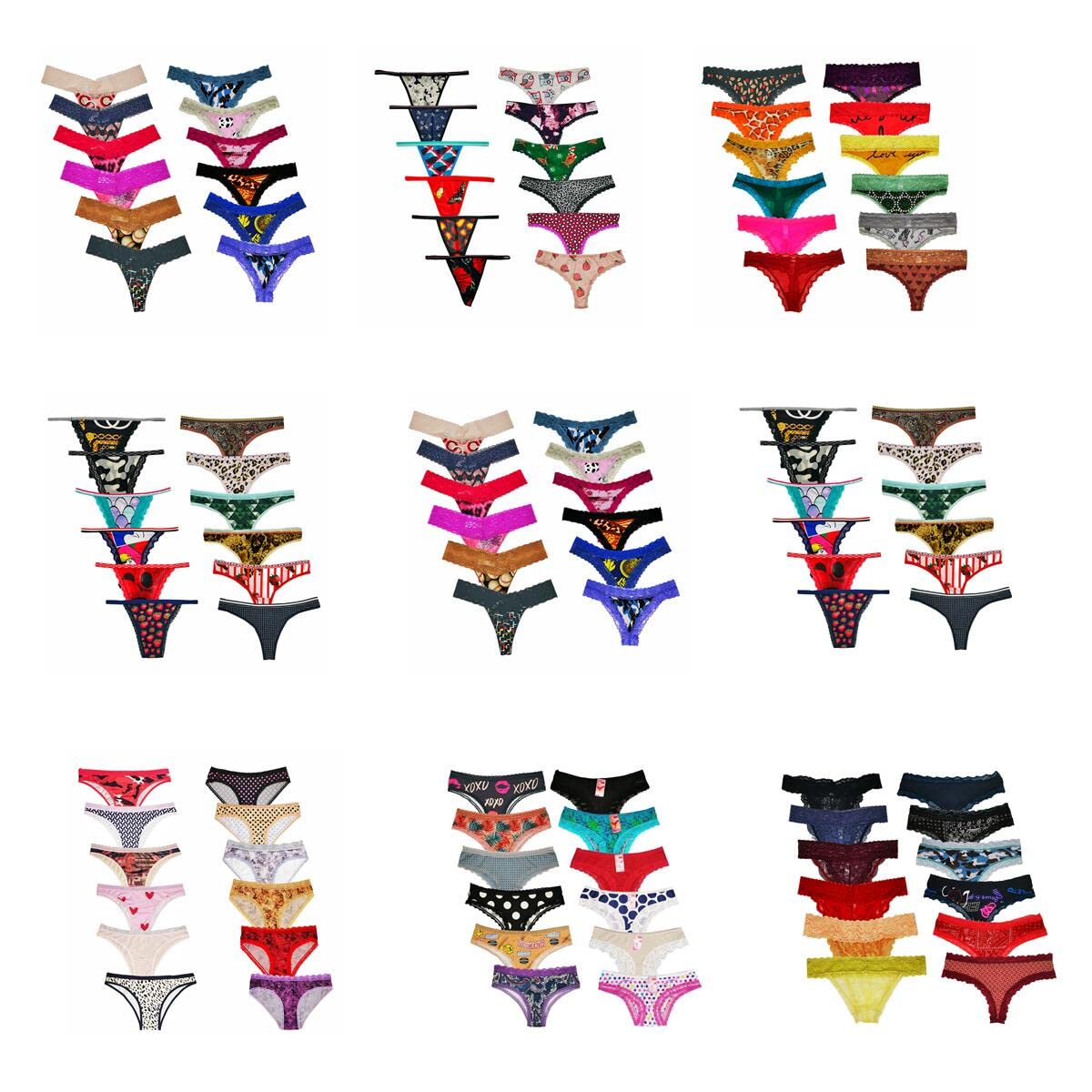 Morvia Custom 100 Pack of Womens Underwear Wholesale Variety Pack Ladies Panties in Bulk Thongs G-Strings Hipsters