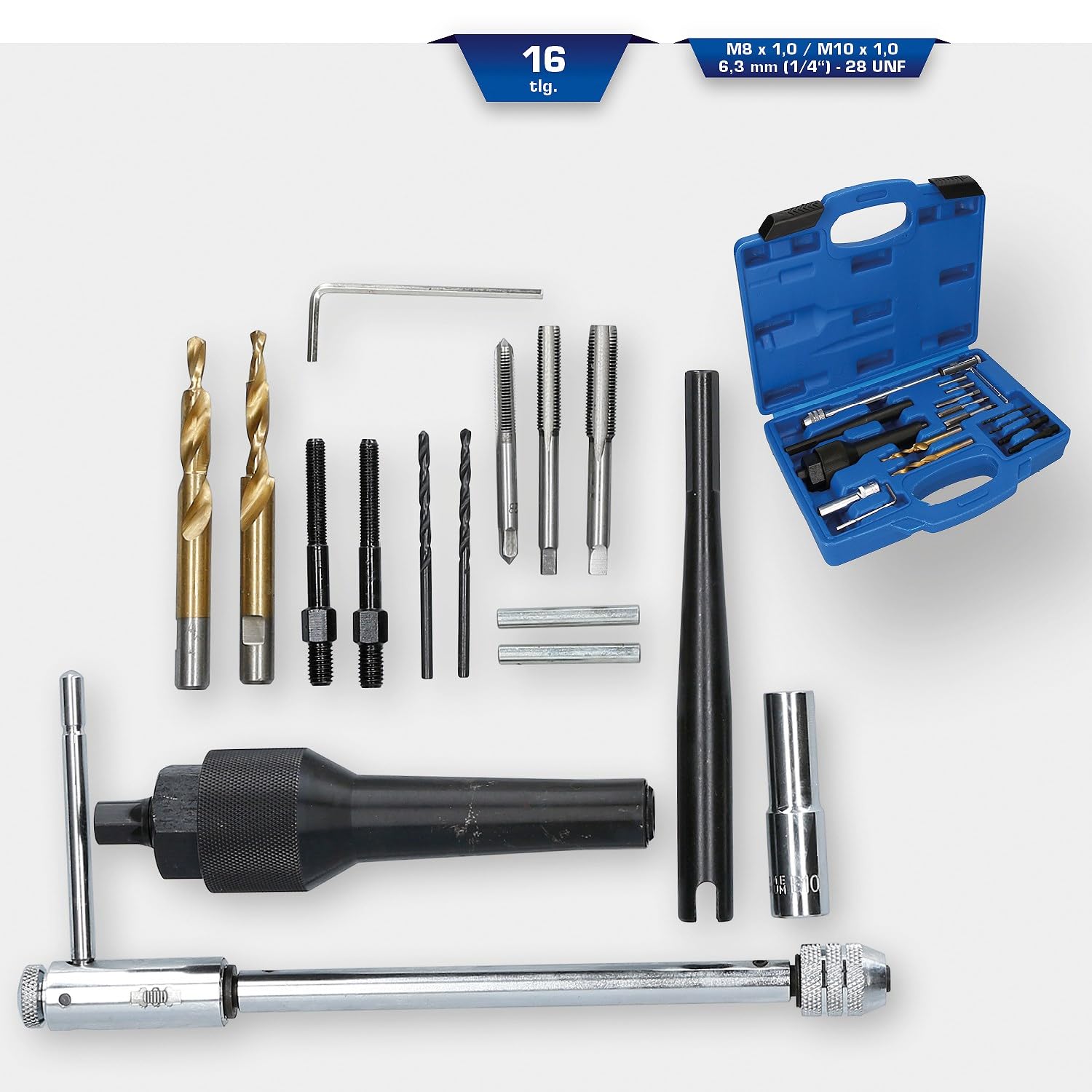 BRILLIANT TOOLS BT561030 Juego de desmontaje y reparación de roscas de bujías de incandescencia, 16 pzs [Powered by KS TOOLS]