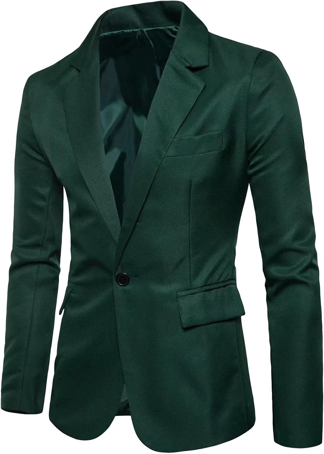 Men's Long Sleeves Peak Lapel Collar One Button Slim Fit Sport Coat Blazer