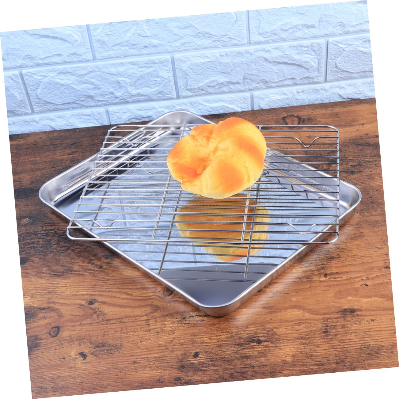 Zerodeko 2 piezas Bandeja para Hornear y Rejilla de Enfriamiento de Acero Inoxidable Bandeja Reforzada sin para Pasteles Galletas y Tartas Resistente y Fácil de Limpiar para Hogar y
