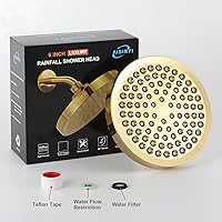 Vista 5 de Cabezal de ducha de lluvia de alta presión, cabezal de ducha moderno de lujo de 6 pulgadas con reemplazo ajustable perfecto, restrictor extraíble