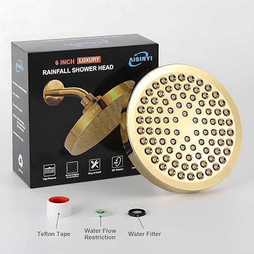 Miniatura 5 de Cabezal de ducha de lluvia de alta presión, cabezal de ducha moderno de lujo de 6 pulgadas con reemplazo ajustable perfecto, restrictor extraíble,