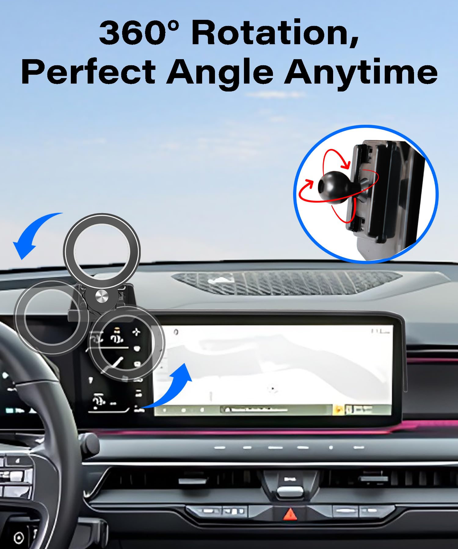 Soporte para teléfono de coche para Kia EV9 2024, 2025, 2026, accesorios aplicables a pantalla táctil de 12.3 pulgadas, clip fijo, soporte Magsafe para teléfono celular, manos libres
