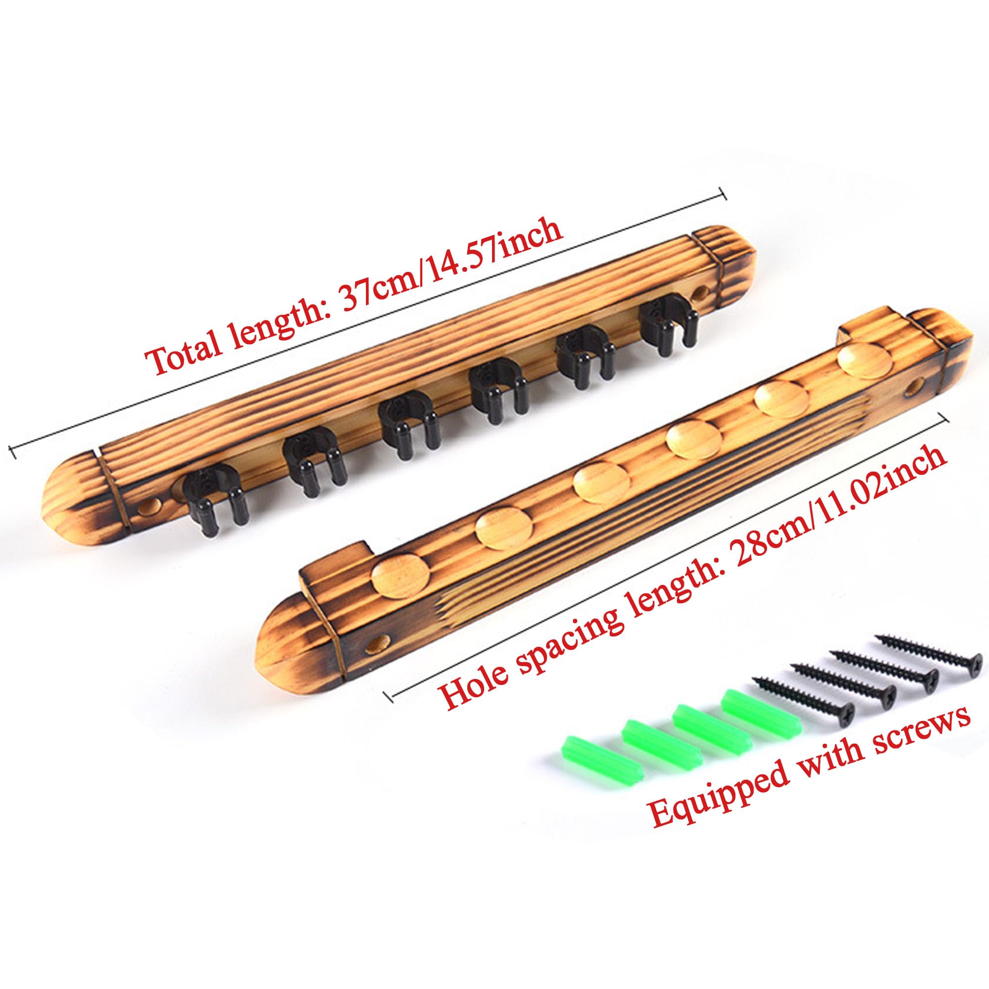 6 Pool Queue Halter Wand montiert Pool Queue Rack Holz Farbe Pool Queue Stand, Wand montiert Billard Stick Halter, Clip Zubehör für Snooker Spiele Billard Clubs Bars Billard Spieler