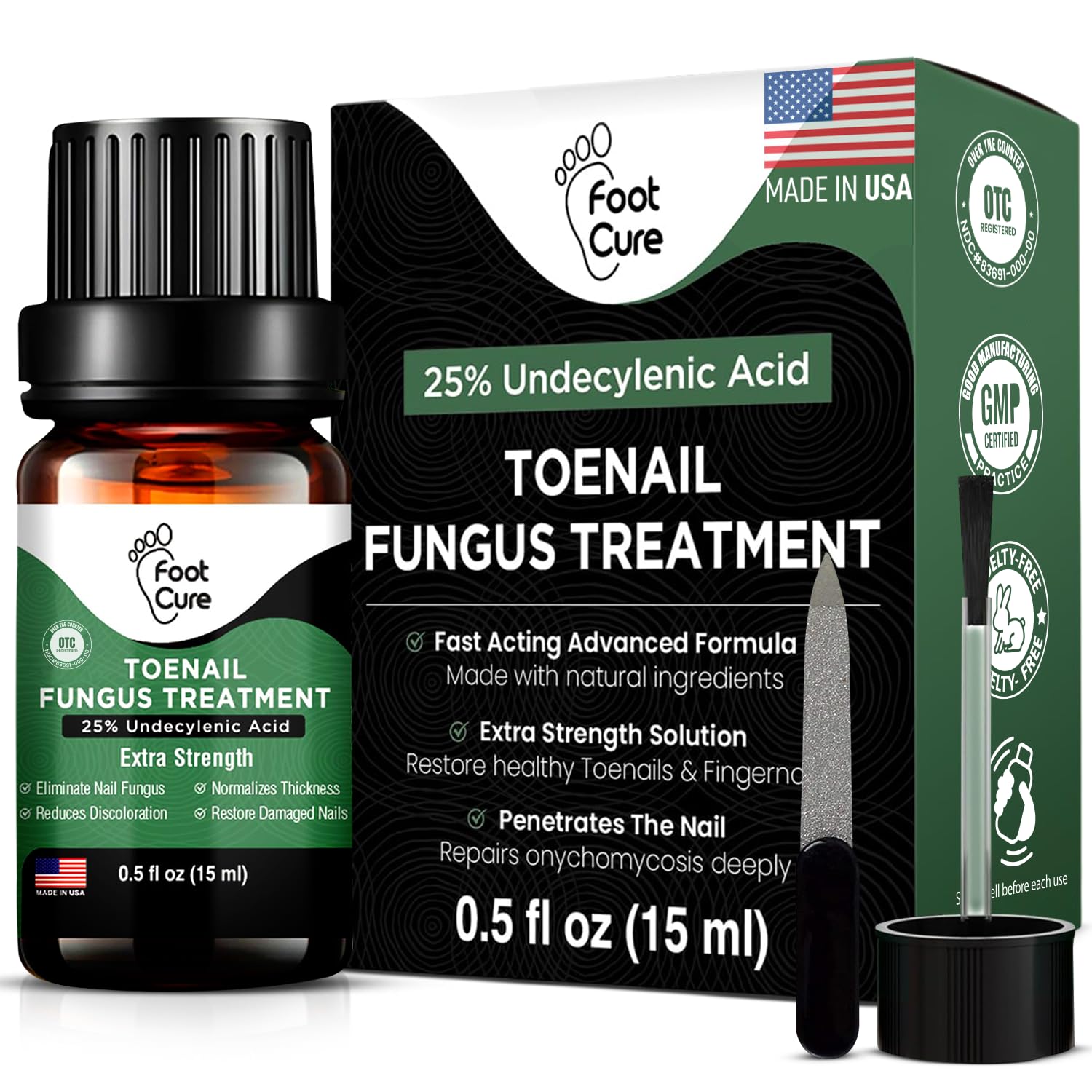 FOOT CURE Toenail Fungus Treatment for Fingernails, Nail repair, Toenail Softener, Yellow Toenail Treatment, Ingrown Nails and Foot Fungus Treatment Extra Strength (Pack of 1)