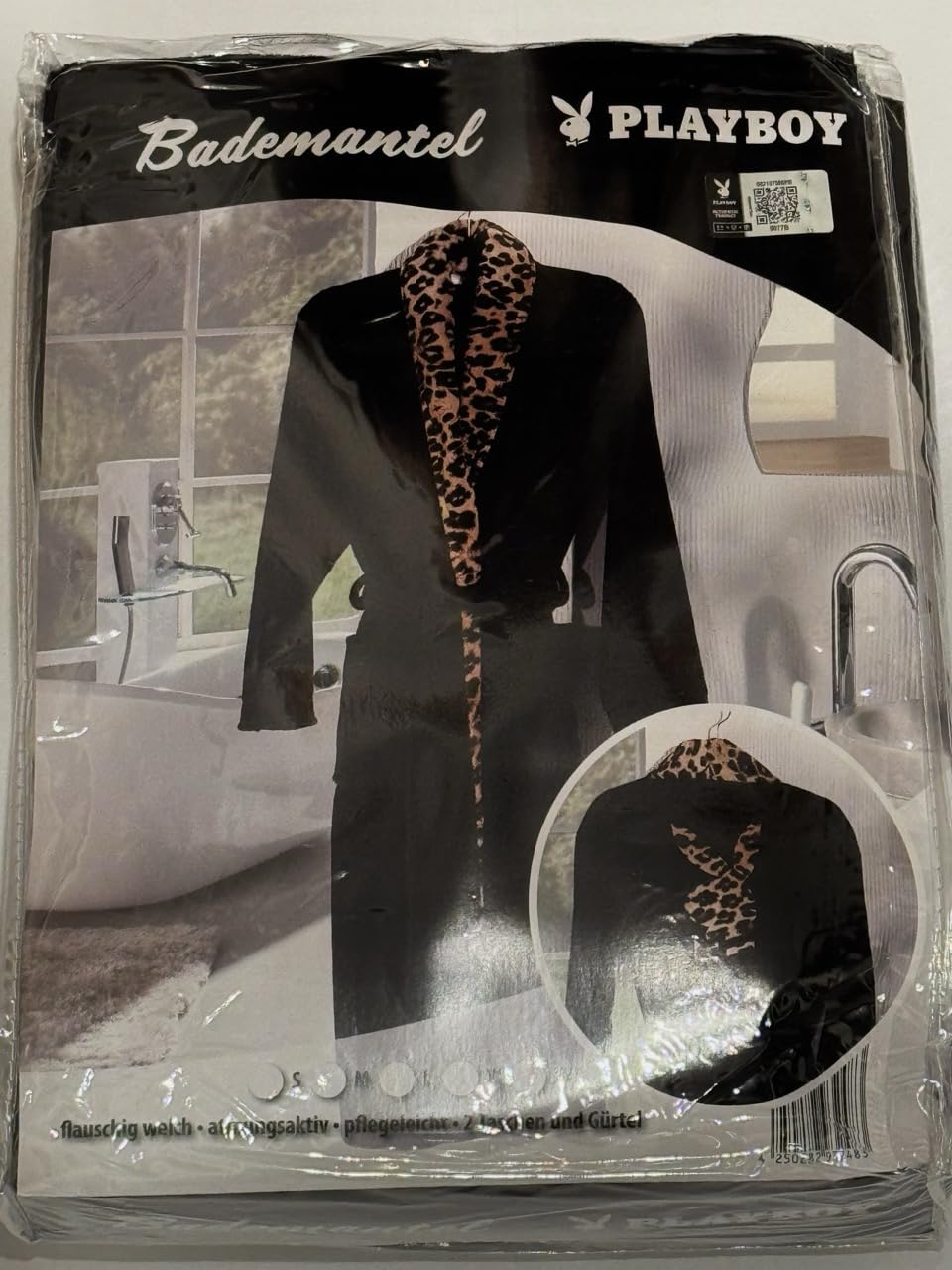 Playboy - Accappatoio per sauna e bagno, motivo leopardato, taglia M, L, XL