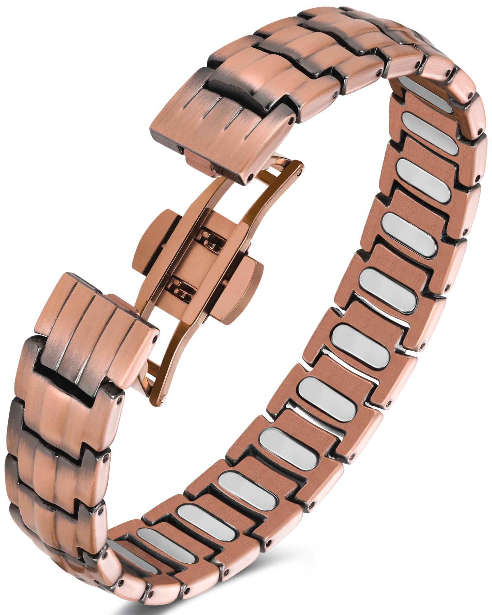 HHRFCS Kupferarmbänder für Männer, 3X Magnetarmbänder für Männer mit extrem starken Magneten, einstellbare Größe und Schmuck-Geschenkbox