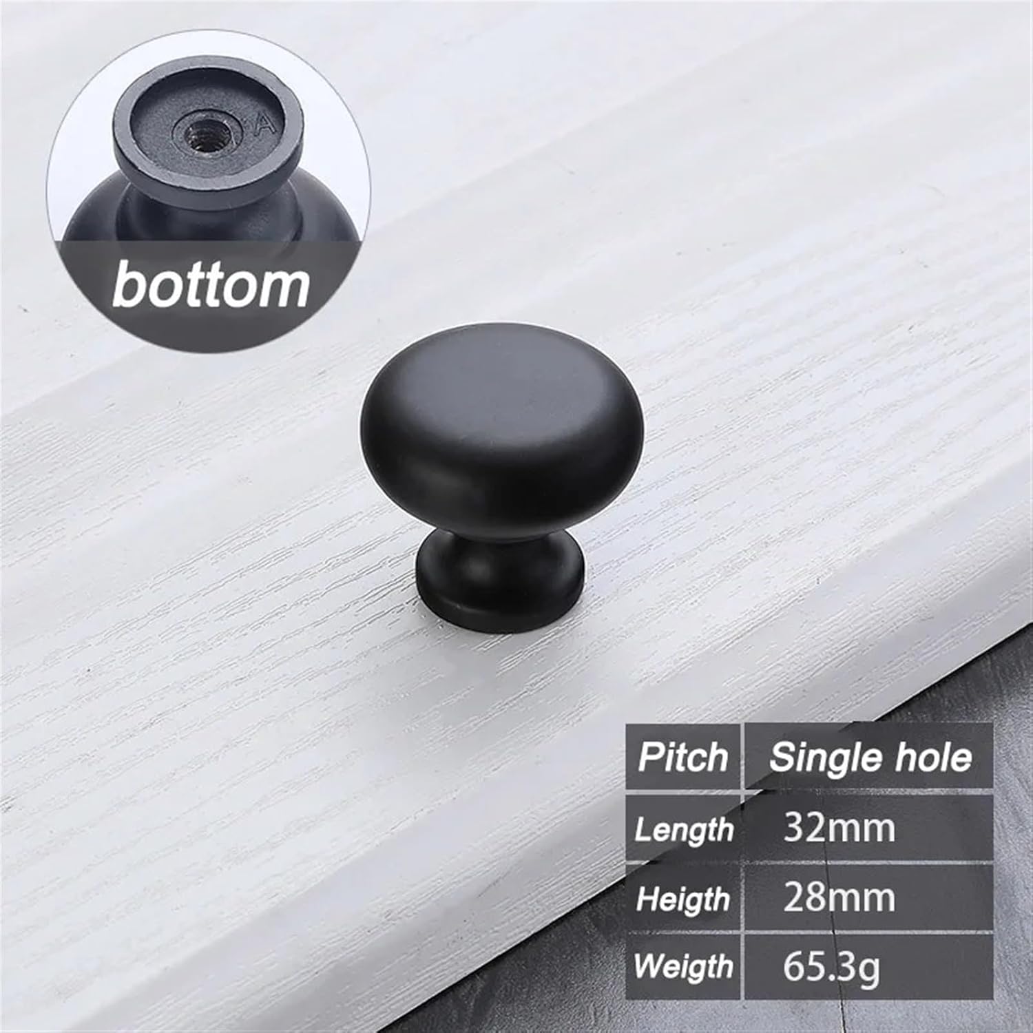 Brass Bronze Round Single Hole Kitchen Accessories Handles Door Dressers Cabinet Drawer Knobs Modern Furniture Wardrobe Pulls 2Pcs(641 Matte Black)