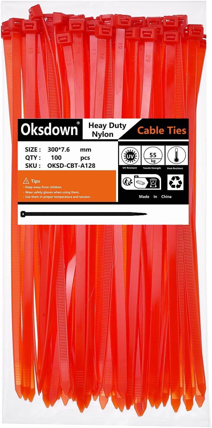 100 Pack 20 inch Black Heavy Duty Zip Ties Thick Cable Ties with 120 lbs Tensile Strength Large Plastic Wire Ties