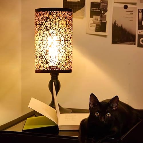 Miniatura 5 de Pantalla de lámpara mediana,Pantalla de metal con patrón de flores talladas,Pantalla de estilo moderno para lámpara de mesa y lámpara de piso,7.9 x