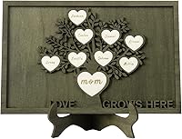 Vista 47 de Joyforisa Regalos para mamá y abuela, marco personalizado del árbol de la vida con corazones y nombres, marco de árbol familiar de madera