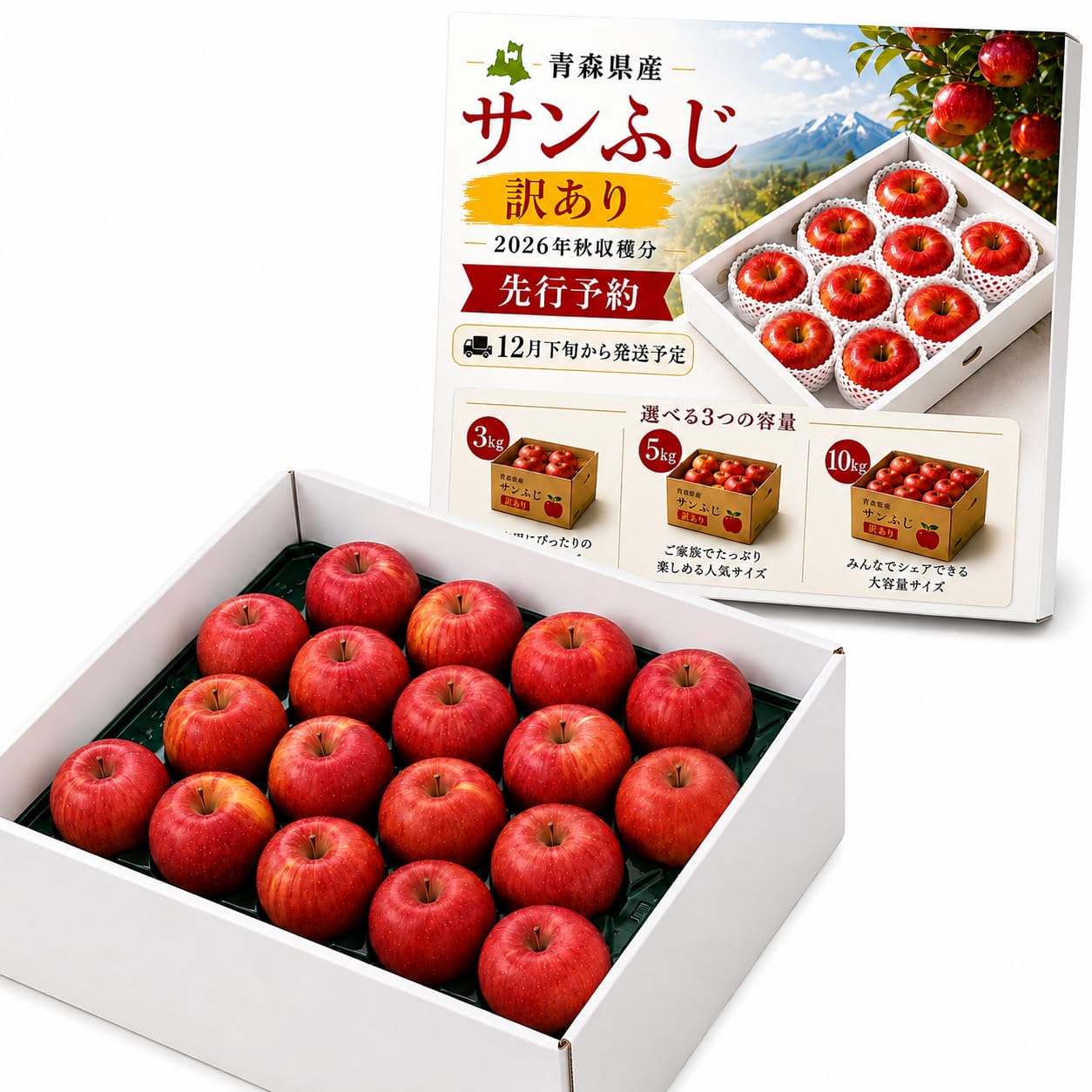 青森県 りんご サンフジ 10kg Amazon.co.jp: 2026年秋収穫 先行予約 青森県産 サンふじ りんご 約