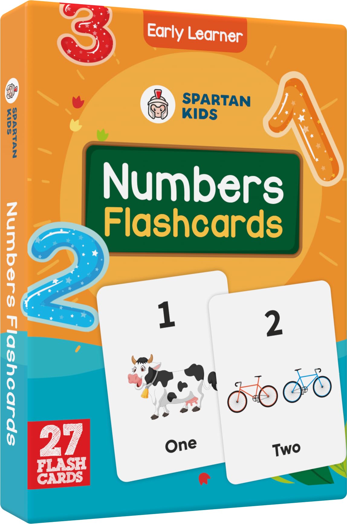 SPARTAN KIDS Numbers Flash Cards for Kids Creative_Thinking | 27 Early Learning Flash Cards Easy & Fun Way of Learning 1 Year to 6 Years Babies