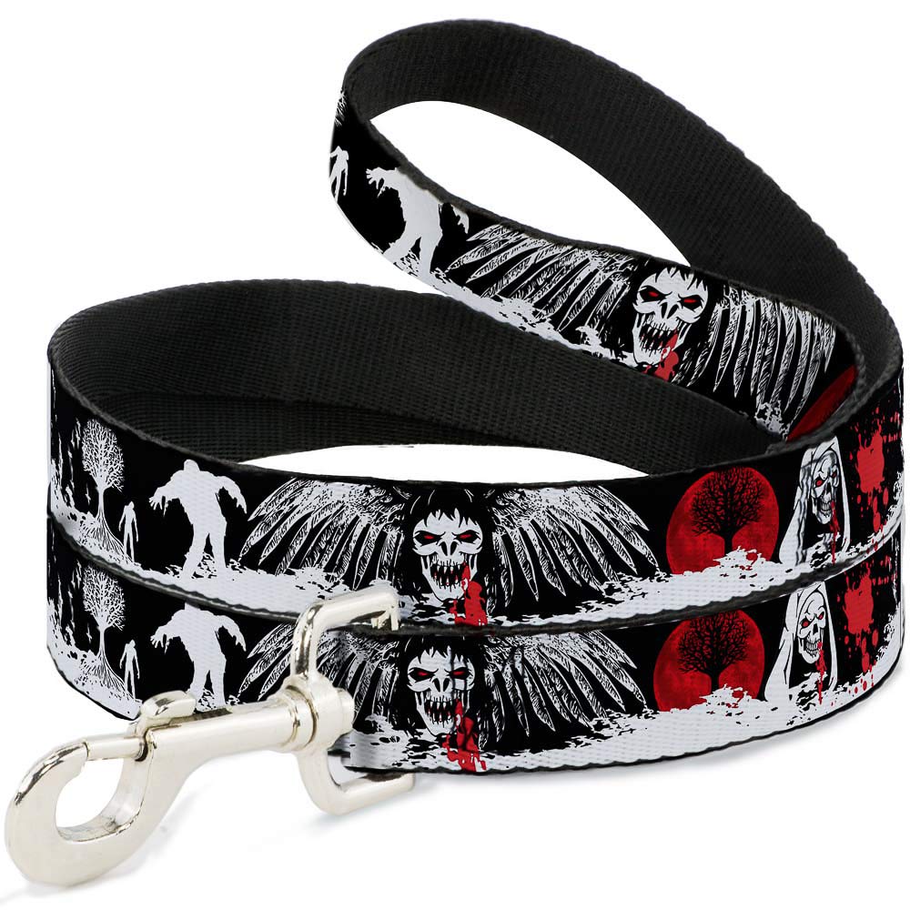 Laisse pour chien Buckle-Down Fright Night noire et rouge 6 pieds