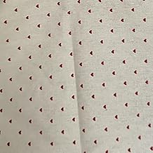 Chickwin 100 x 150 cm sewing fabrics, cotton fabric patchwork DIY textile for handmade and creative hobbies, ideal for clothing, furnishing accessories, DIY projects (red heart)