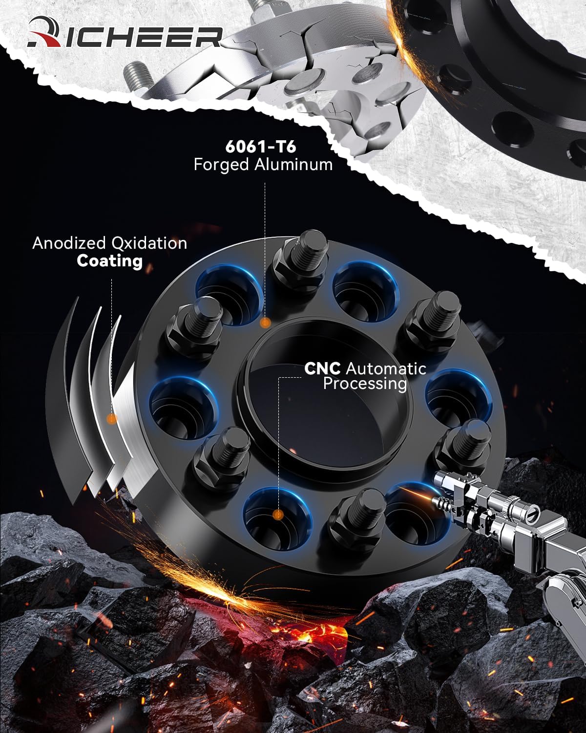 Richeer 6x120 Hubcentric Wheel Spacers for 2015-2023 Colorado, 2015-2022 Canyon, 1.5 inch 6x120mm Wheel Spacer for Acadia Traverse Blazer XT5 XT6 with 14x1.5 Studs & 66.9mm Center Bore