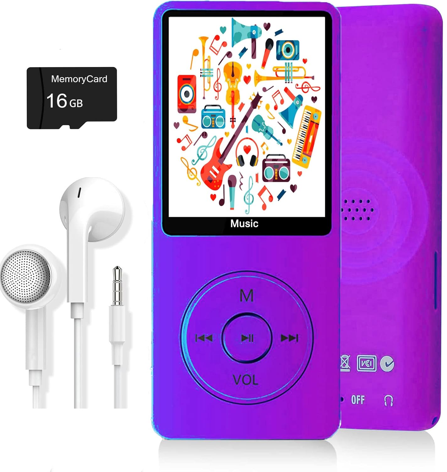 MP3 Player, Dyzeryk Music Player with 16GB Micro SD Card, Ultra Slim Music Player with Buildin