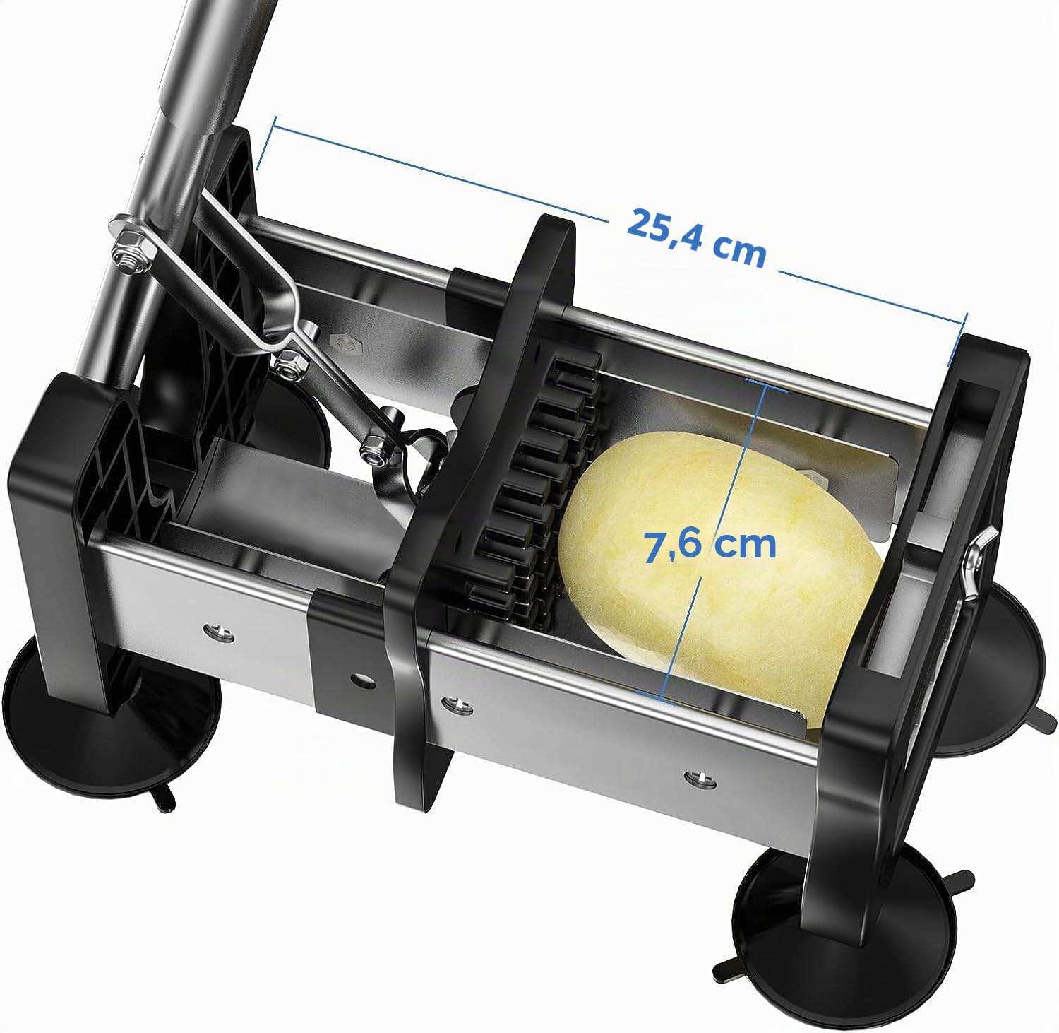 Cortador de Patatas, Patatas Fritas con 2 cuchillas de repuesto afiladas de acero inoxidable súper de diferentes tamaños y pies antideslizantes, perfecto para papas, zanahorias y pepinos