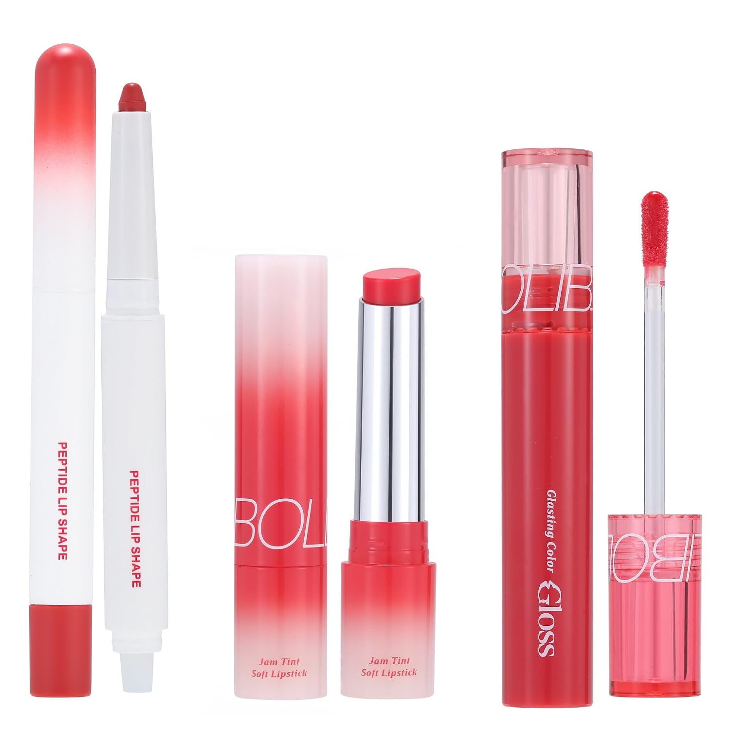 3PCS Lip Combo Set, Matte Lip Liner Pencil & Hydrating Tinted Lip Balm & Juicy Lip Gloss Tint Long-Lasting, Smudge-Proof, High Pigment Nude Brown Lip Makeup Kit (#01)