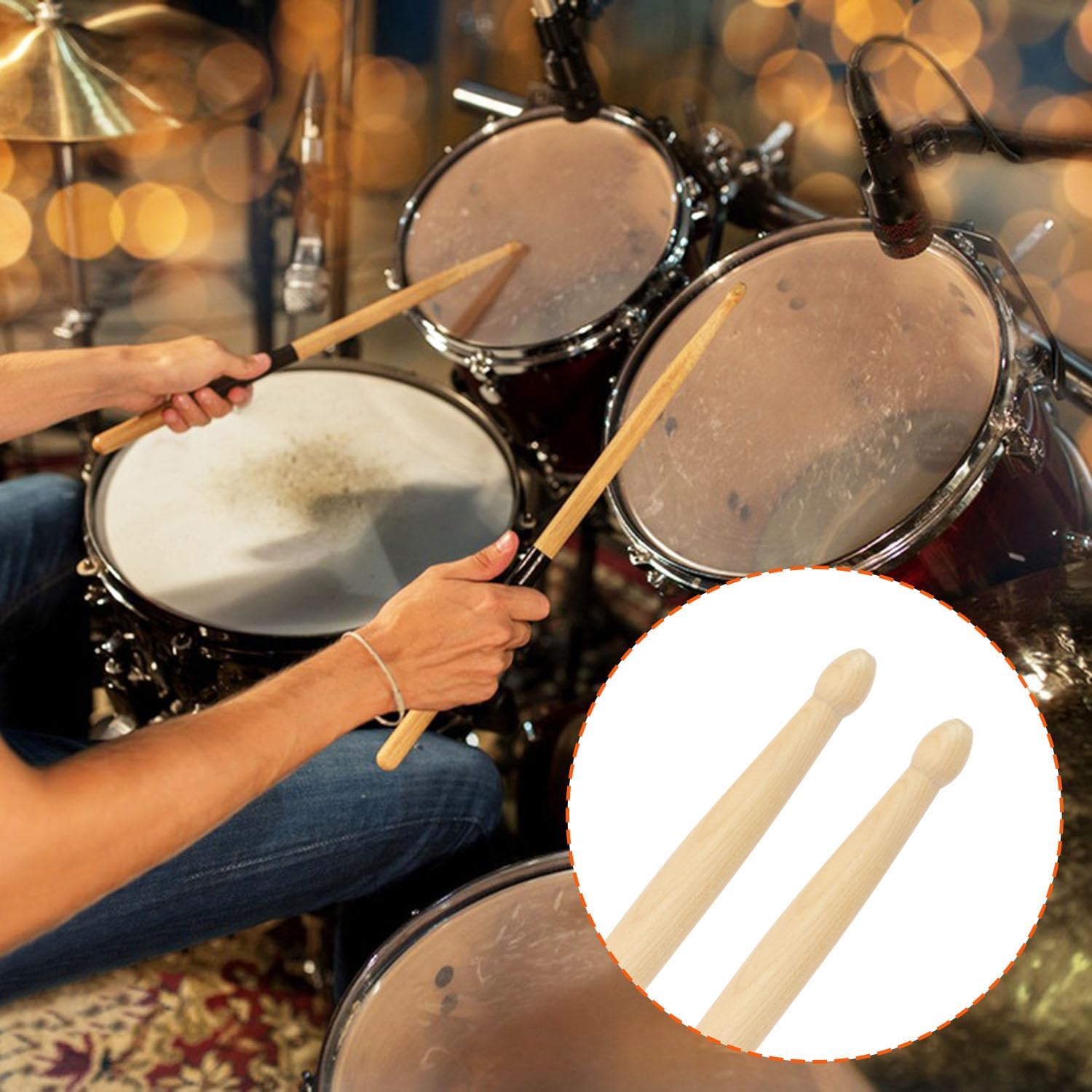 36 Pairs 5A Drum Sticks - 16 Inch Premium 5A Maple Wood Tip Drumsticks, Classic and Durable Wood Tip Drumsticks for Musical Instrument and Beginners