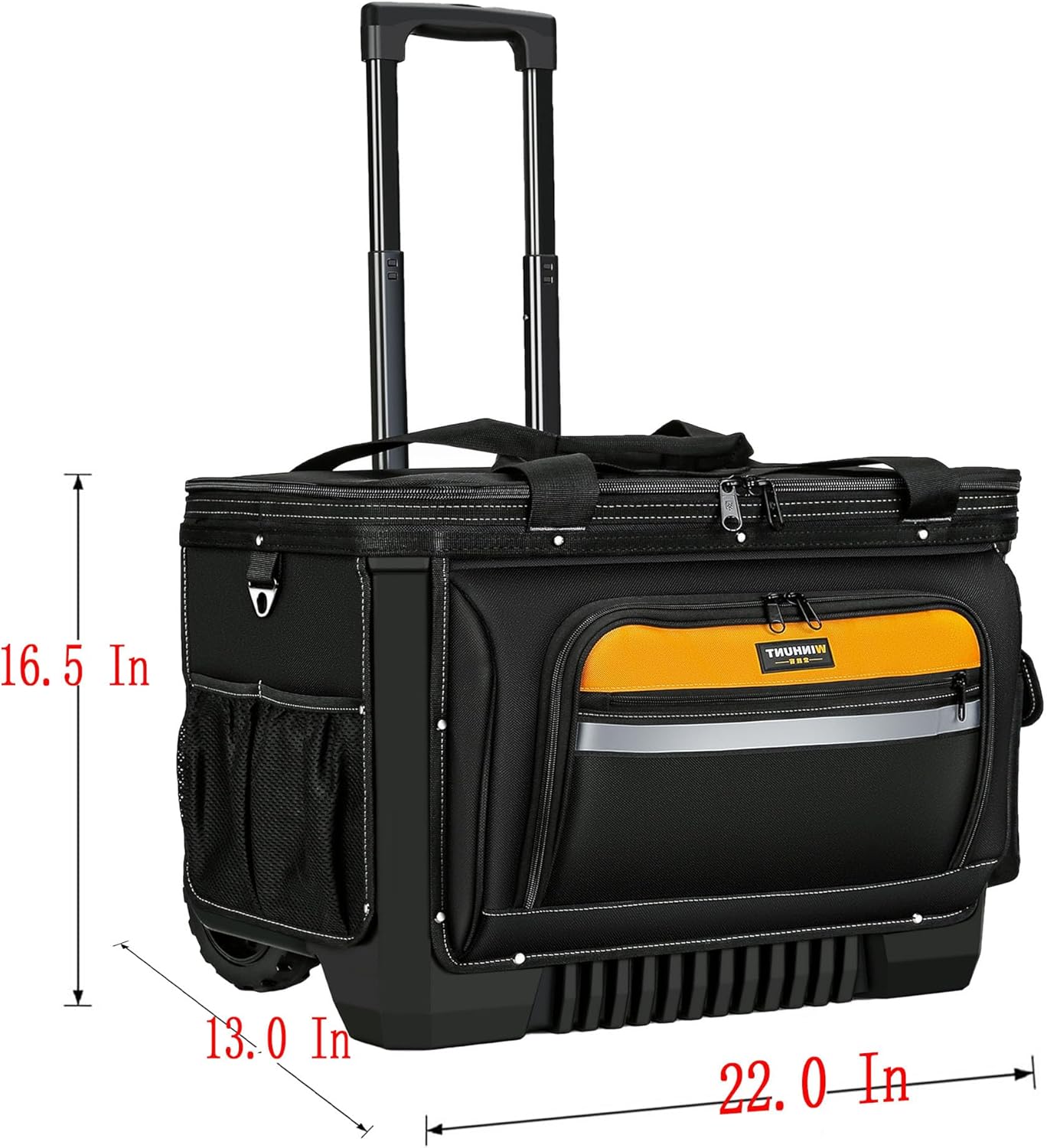 Large Rolling Tool Bag with Big Wheels, Waterproof Roller Tool Box, Big Wheeled Tool Backpack with Multiple Pockets(Yellow, Extra Large)