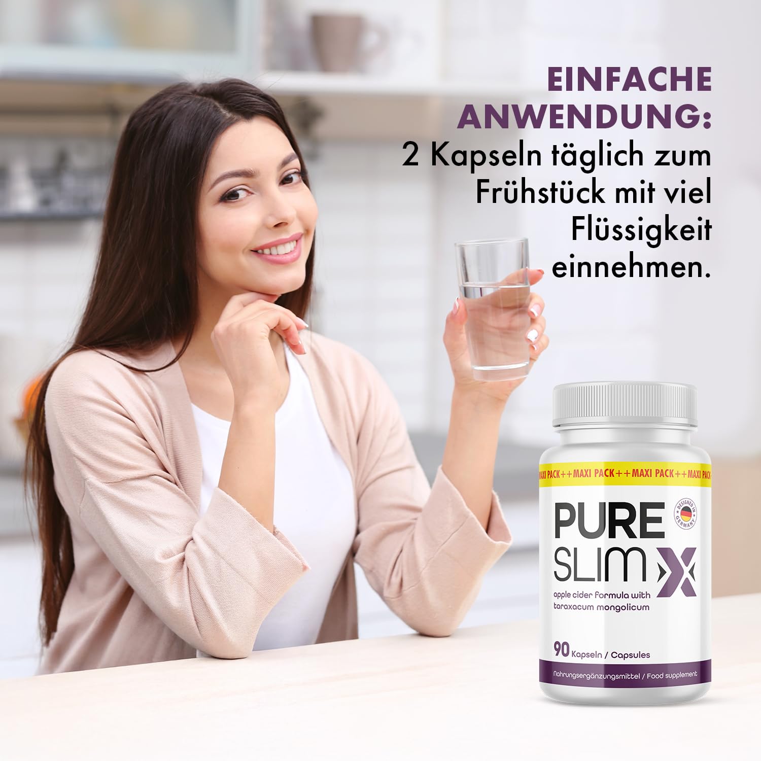 Pure Slim X Kapseln - für Männer und Frauen geeignet - mit natürlichen Inhaltsstoffen - 60 Kapseln pro Dose