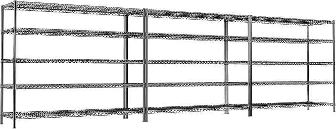 REIBII 3200LBS Storage Shelves 55.5" W Garage Shelving Heavy Duty 5 Tier Adjustable Wire Shelving Unit Metal Shelving for Garage Pantry Commercial Basement,55.5" W X 18''D X 71" H