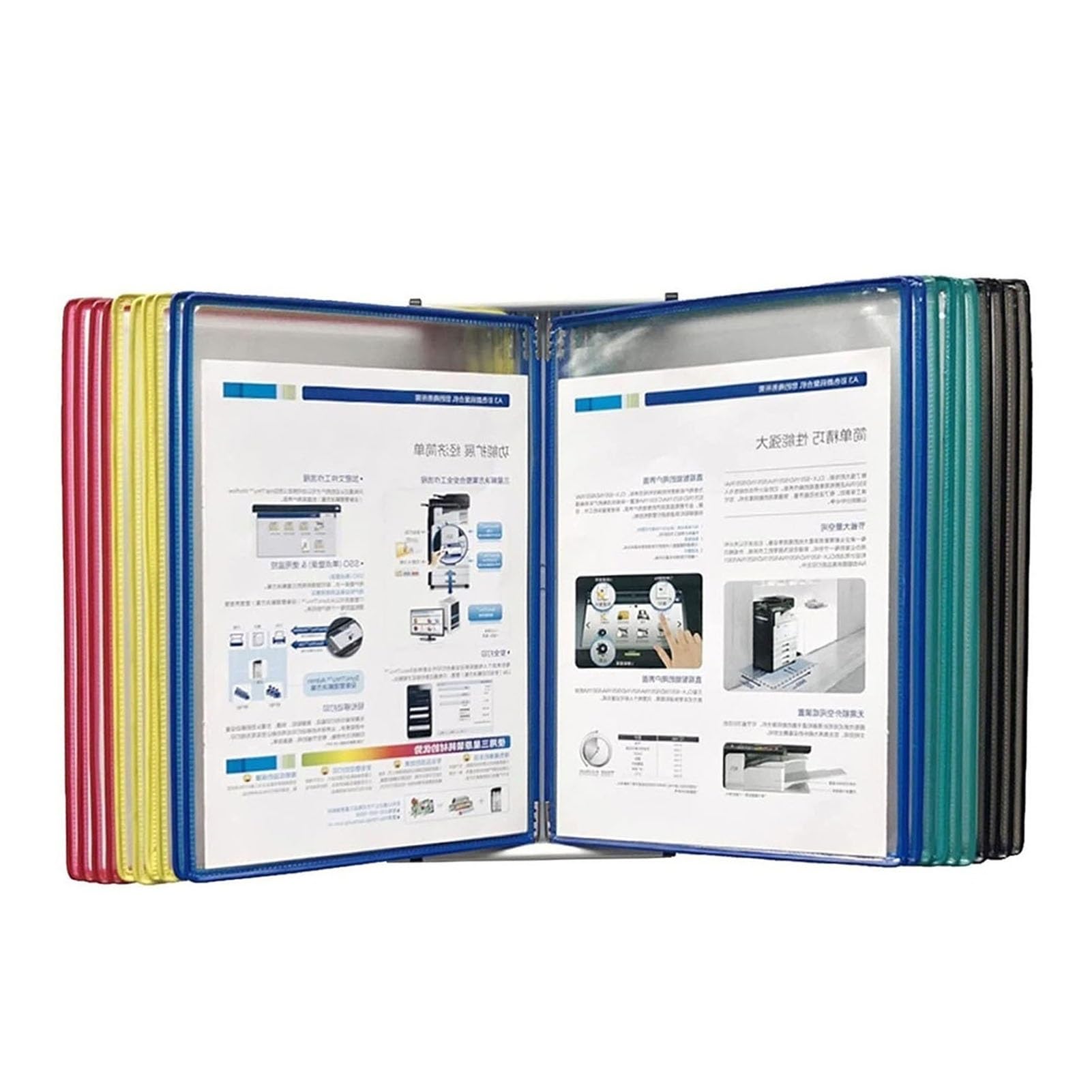 OLSKFUH Page-Turning Folder, Metal And Pvc 20 Display Pockets, Letter-Size, Flip And Find Reference Desktop Document Holder,D