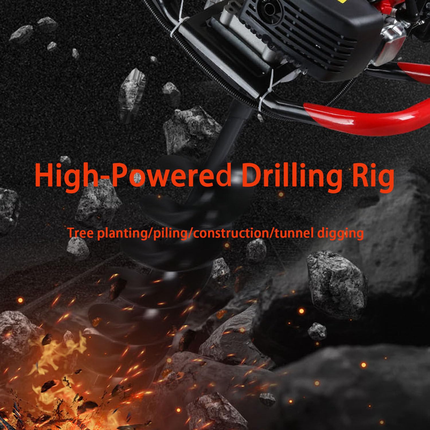 Taladro De Hoyos PortáTil A Gasolina 4 Tiempos, Ligero, Helicoidales De 40 A 300 Mm, para Cercos, PlantacióN De áRboles Y Proyectos De ConstruccióN Al Aire Libre 25cmdrillbit