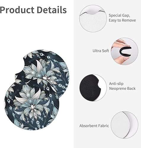 Miniatura 4 de Posavasos estampados con formas de cristal vintage Deco (2.7 pulgadas de diámetro), posavasos absorbentes de agua y a prueba de fugas