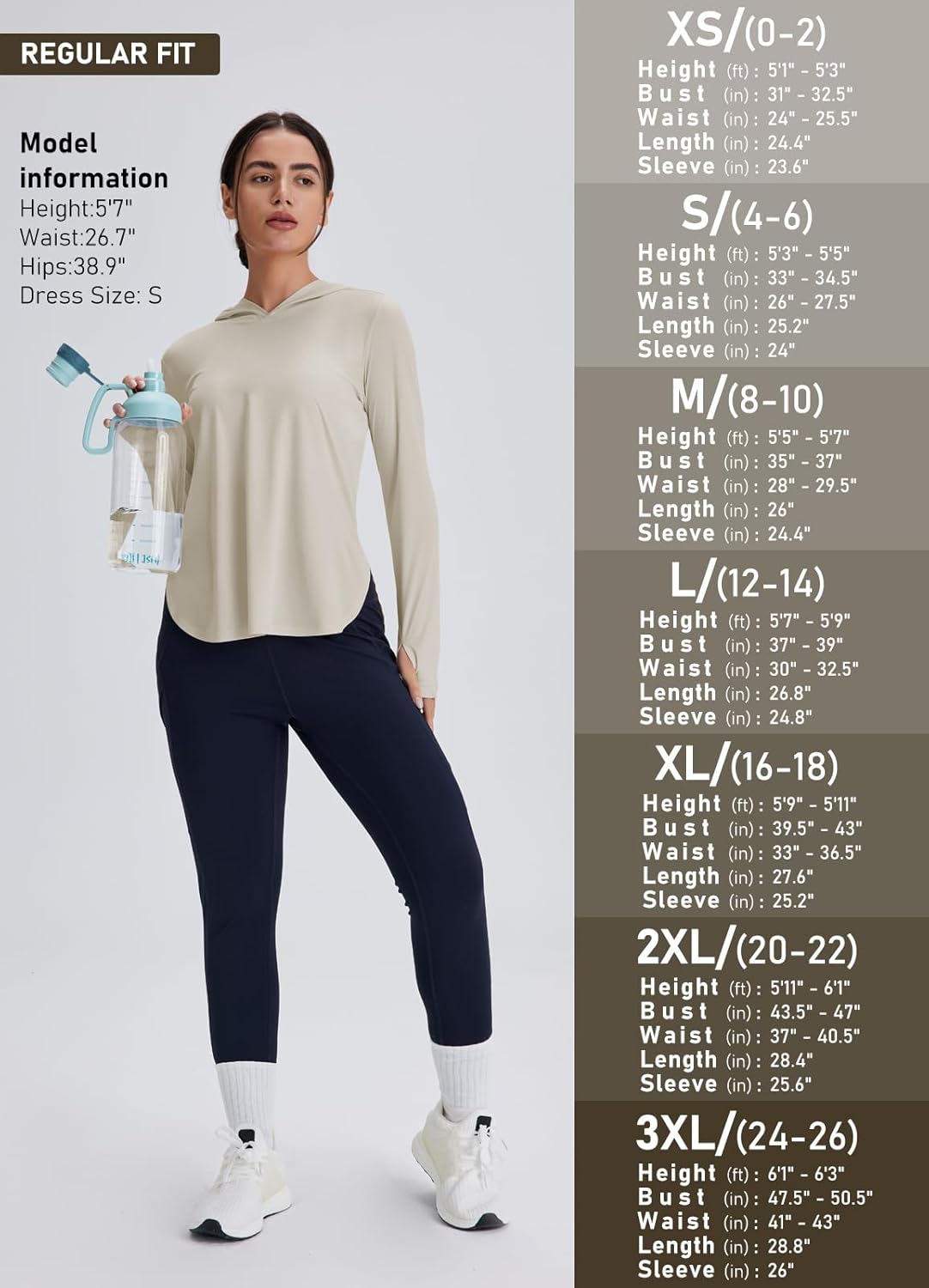 Women's Rash Guard Long Sleeve UV Sun Protection Shirts with Thin Hoodie UPF 50+ Lightweight SPF Tops for Hiking - Image 6